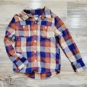 Plaid flannel button-up boys 6A